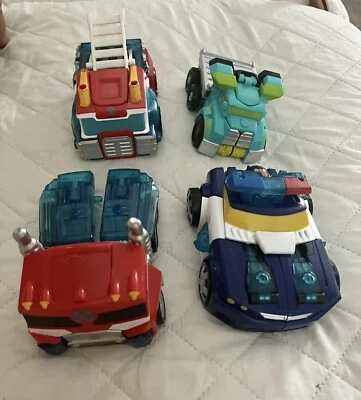 Hasbro Playskool Transformers Rescue Heroes Lot Police Car Fire Truck Rig Prime - Image 1 of 4