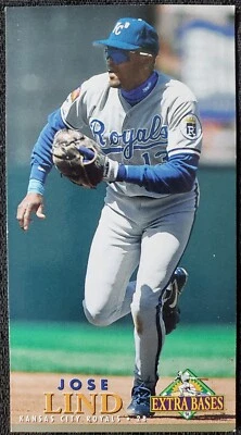 Tarjeta grande Jose Lind Kansas City Royals MLB Fleer Extra Bases 1994 #39 Foto 1 de 2