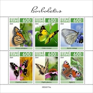 Butterflies MNH Stamps 2024 Guinea-Bissau M/S - Picture 1 of 1