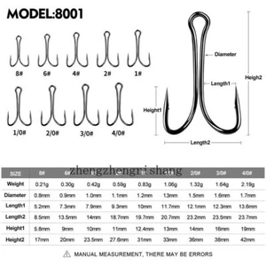 100Pcs Classic Double Hook Open Shank Frog Hooks High Carbon Steel Barbed Hooks - Picture 1 of 33