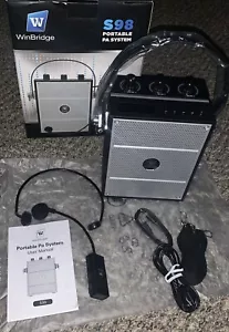 WinBridge 40W S98 Wireless Voice Amplifier Portable Bluetooth 5.3 PA System - Picture 1 of 16