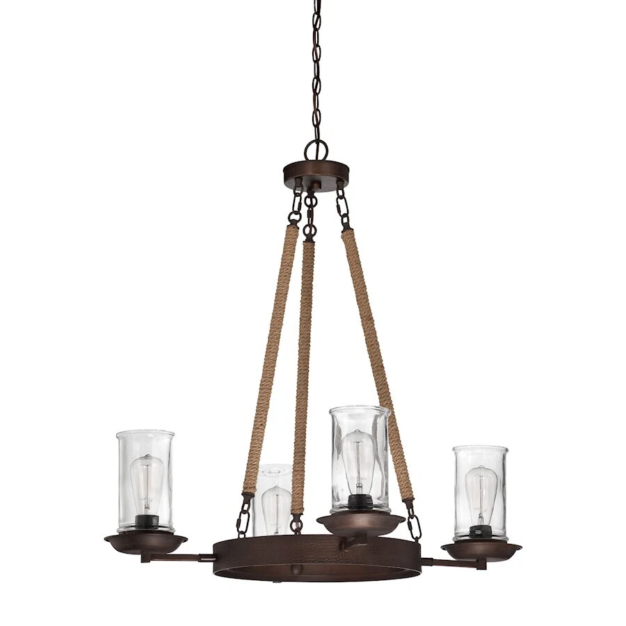 Craftmade Thornton 4 Lt Up/Down Chandelier, Bronze w/Natural Rope - 36124-ABZ - Image 1 of 1