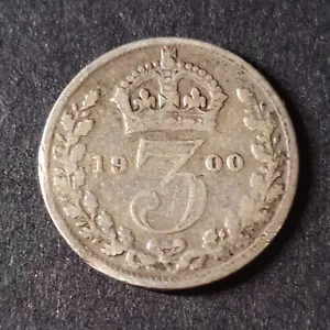 1900 Great Britain UK 3 pence - SILVER - KM# 777 - SHIP LOW COST - UK-152 - Picture 1 of 5