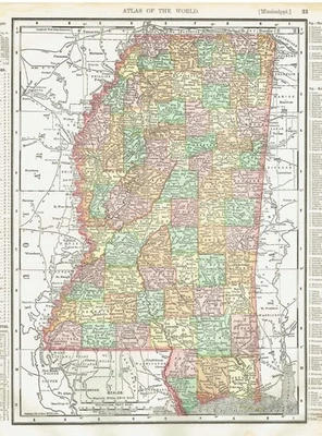Dated 1902 Antique Color Maps of Mississippi and Kentucky / Tennessee - Image 1 of 4