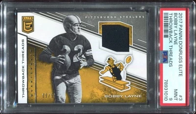 2017 Elite Throwback Threads #3 Bobby Layne PSA 9  Game-worn Jersey #/50 POP 1 - Image 1 of 2