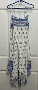 The Children's Place Girls' Sundress Size XL 14, White With Blue Prints - Picture 1 of 4