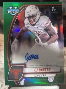 CJ BAXTER 2024 BOWMAN U CHROME 1ST GREEN REFRACTOR #PA-CBA AUTO /99 TEXAS - Bild 1 von 2