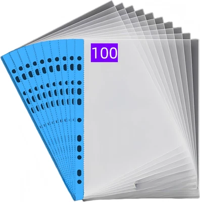 100 Pezzi Buste Trasparenti Anelli A4,Cartelline Trasparenti A4 in PP (0.06Mm,60 - Immagine 1 di 4