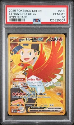 2025 POKEMON DRI EN-DESTINED RIVALS HYPER RARE #239 ETHAN'S HO-OH EX PSA 10 - Image 1 of 2