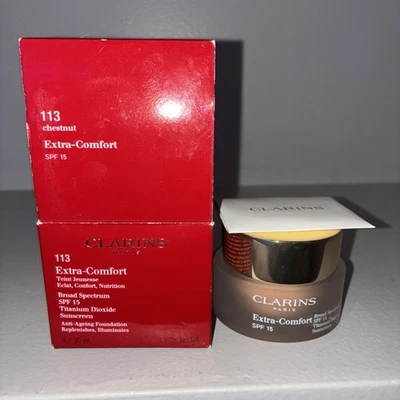 NIB Clarins Extra Comfort SPF 15 Anti-Ageing Foundation In Shade Chestnut 113  - Image 1 of 3