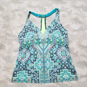 Title Nine Tankini Top Womens Small Blue Geo Print - Picture 1 of 11