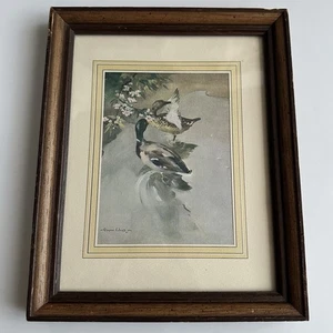 Vintage 1948 Vernon Ward 8x10" Mallard Ducks Pond Matted Framed Print Wall Art - Picture 1 of 10