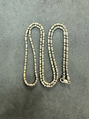 "Lote de joyas de 24"" de cadena de bolas y barril de plata de ley 925 de 9 g Q" Foto 1 de 4