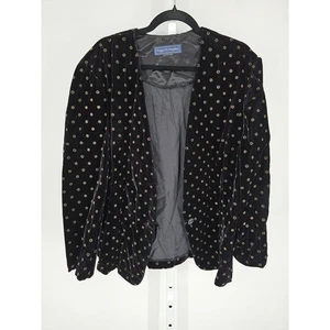 Vtg Maggie McNaughton Womens Sz L Single Button Velvet Blazer Metallic - Picture 1 of 5