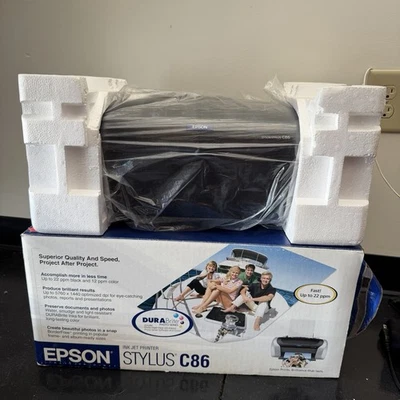 Epson Stylus C86 Inkjet Printer Comes With Box And Power Cable Used Tested Works - Image 1 of 4