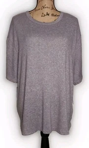 DKNY - melierte graue weiche Strick Kurzarm Tunika - Damen Größe XXL - Bild 1 von 4