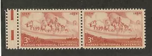 EE. UU. 1061 @ (1954) EFO: Gutternipe con tablero EE (Centenario Territorial de Kansas) - Imagen 1 de 8