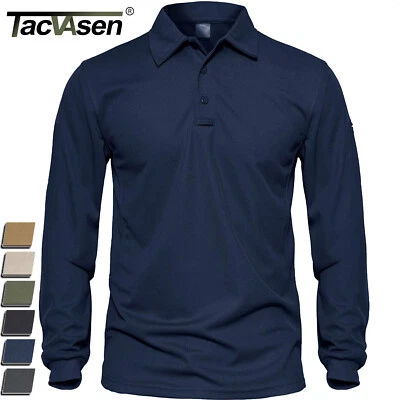 Men's Golf Polo Shirts Long Sleeve Quick Dry Performance Casual Work Sport T US - Image 1 of 4
