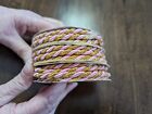 Lot/3 Rolls Vtg Twisted Cords In Pink-Gold 1/4" Wide - 2 Yards In Each Roll, New