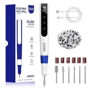 AIRSEE Cordless Electric Nail Drill 35000RPM Professional Portable... - Picture 1 of 6