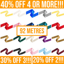 92 Metres - Double Satin Ribbon Rolls - 3mm 6mm 10mm 15mm 25mm Widths
