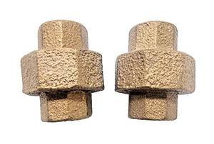 3-PIECE BRASS PIPE UNION (LOT OF 2) 1/4" FNPT TO 1/4" FNPT - Picture 1 of 4