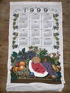 Vintage 1999 Watermelon Pear Kitchen Calendar Towel Linen Wall Hanging 27” X 16” - Picture 1 of 3