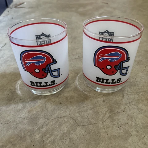 Vintage Buffalo Bills Mobil NFL Frosted Glass - Tumbler Set Of (2) Cover