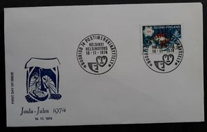 1974 Finland Chistmas FDC ties 0.35Mk Multicoloured stamp cd Helsinki  - Picture 1 of 2