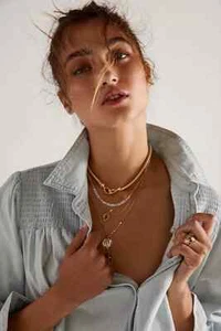 Free People Long Story Short Recycled Layered Necklace NWT $48 - Picture 1 of 20