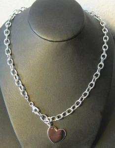 * Mia Fiore Designer 925 Sterling Silver Halskette m. 2cm Herz Massiv 42cm NEU - Bild 1 von 6