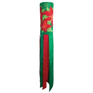 Poinsettia 40" Christmas Holiday Windsock - Picture 1 of 1