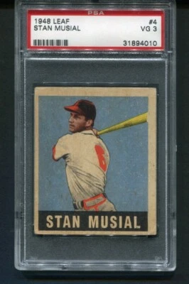 1948 Leaf Stan Musial Rookie #4 St. Louis Cardinals PSA 3 - Image 1 of 2