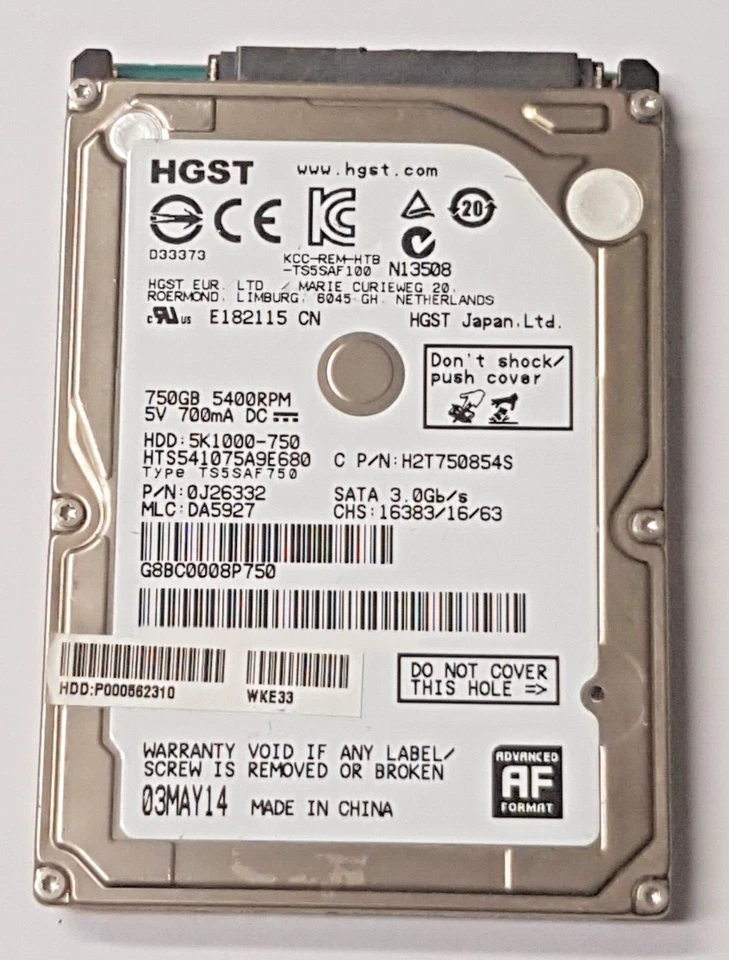 750 GB SATA III HGST HTS541075A9E680 5400RPM 8MB HDD 2.5" Internal Hard Drive - Image 1 of 1