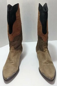 Vintage 80er Jahre Zodiac USA Lederstiefel Western Cowgirl Metall Stiefelspitzen 8,5 Damen - Bild 1 von 11