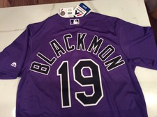 Charlie Blackmon Large Jersey Colorado Rockies #19 L Majestic Cool Base Purple