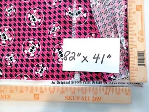 Richloom Pink Black Bows Skulls Houndstooth Brushed Cotton Fabric 1 pc 82"x 41" - Picture 1 of 4
