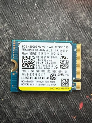 1TB 2230 NVMe SSD WD PC SN5000S  0645DW PCIe 4.0 x4, ships from UK VAT Seller - Image 1 of 3