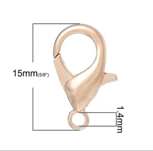 50 piezas. Broches de garra de langosta enchapados en oro rosa - 15 mm x 9 mm - Imagen 1 de 1