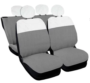 coprisedili per 500 (mod.312) in cotone bianco/grigio, su misura- made in italy - Imagen 1 de 4