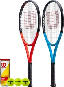 Wilson Tour XP 103 Graphite Tennis Racket Twin Set & 3 Balls - Picture 1 of 3