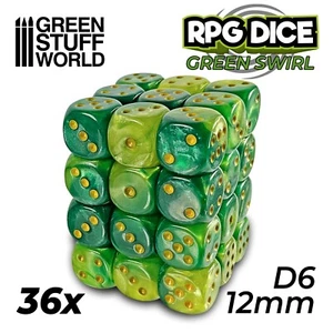 36x Dados D6 12mm - Verde Marmol - wargames DnD, RPG, TOW AOS Old World dungeon - Imagen 1 de 2