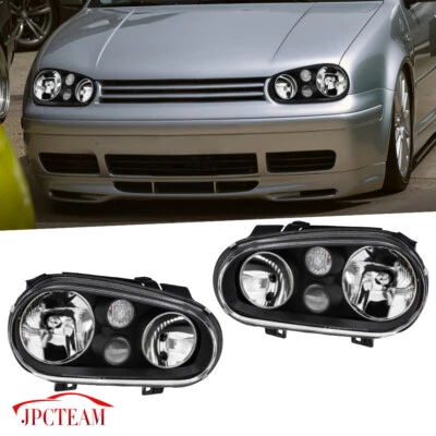 Conjunto de faros de carcasa negra para Volkswagen Golf/GTI MK4 99-06 Foto 1 de 4