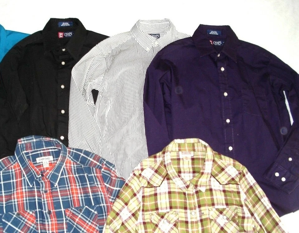 CHAPS мальчиков твердого клетку в полоску LongSlv платье OXFORD рубашка 12-14 NAUTICA 16-18 - Изображение 1 из 1