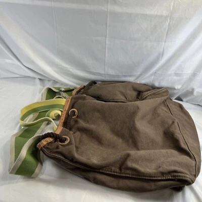 The Gap Bolsa de Ombro Somerset de Lona Marrom com Alças de Algodão Multicoloridas (Vintage) - Imagem 1 de 4