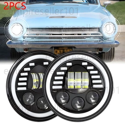For Dodge Dart 1964-1976 Ramcharger 7inch Round Halo Angel eyes LED Headlights - Image 1 of 4