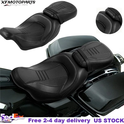 Low Profile Driver Passenger Seat Set Fit For Harley Touring Road King 09-23 18 - Image 1 of 4