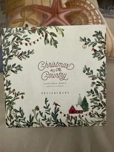 NEW! SET/4 Pottery Barn CHRISTMAS IN THE COUNTRY Stoneware Cereal Bowls (Boxed) - Picture 1 of 7