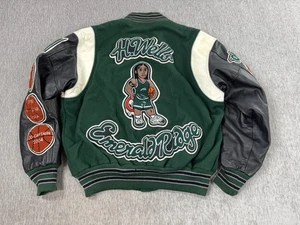 Vintage High School Varsity Letterman Jacket SZ 46 Green Basketball Patches y2k - Picture 1 of 14