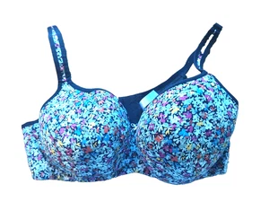 Cacique 44DD Floral Lightly Lined Balconette Full Coverage Underwire black trim - Picture 1 of 7